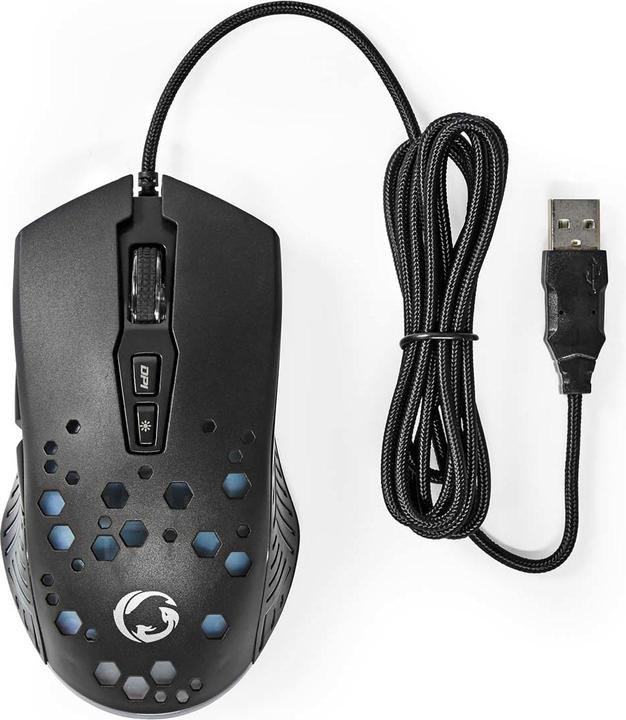Actual product image Nedis Gaming Mouse | Wired | 800 / 1200 / 2400 / 3200 / 4800 / 7200 dpi | Adjustable DPI | Anz (Cable)