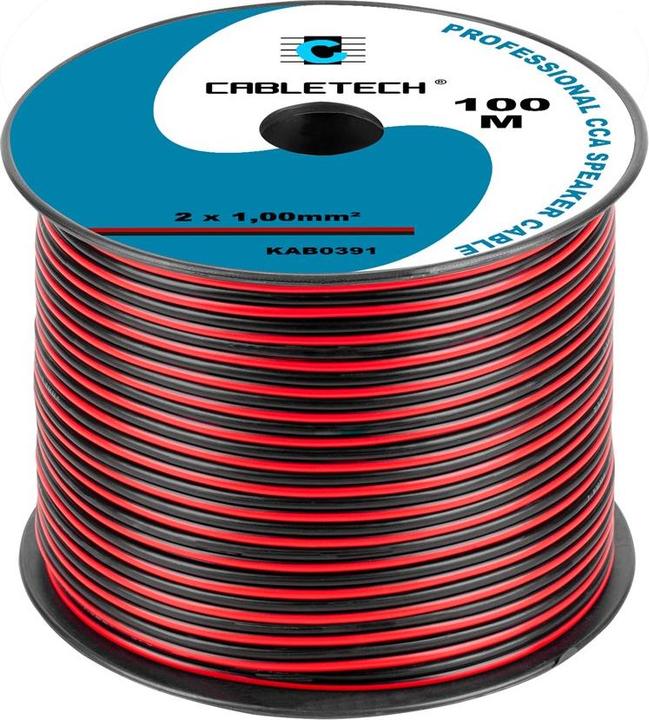 Produktbild Cabletech CCA 1.0mm Lautsprecherkabel Schwarz-Rot (0.15 m)