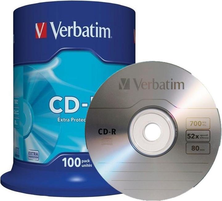 Produktbild Verbatim CD-R 52x, 700MB, 100er Spindel (100 x)