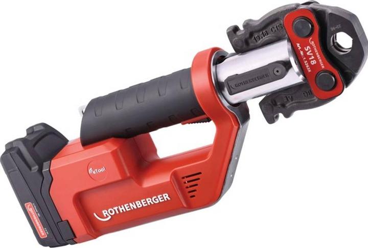 Rothenberger ROMAX Compact TT 18V Akku Pressmaschine + 1x Akku 2,0Ah + Ladegerät + Pressbackenset + (390 mm)