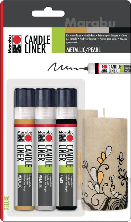 Immagine prodotto Marabu Fodera per candele (Oro, Argento, Nero, 75 ml)