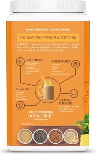 Actual product image Sunwarrior Protein Classic Plus (Chocolate, Vanilla, 1 pcs., 750 g)