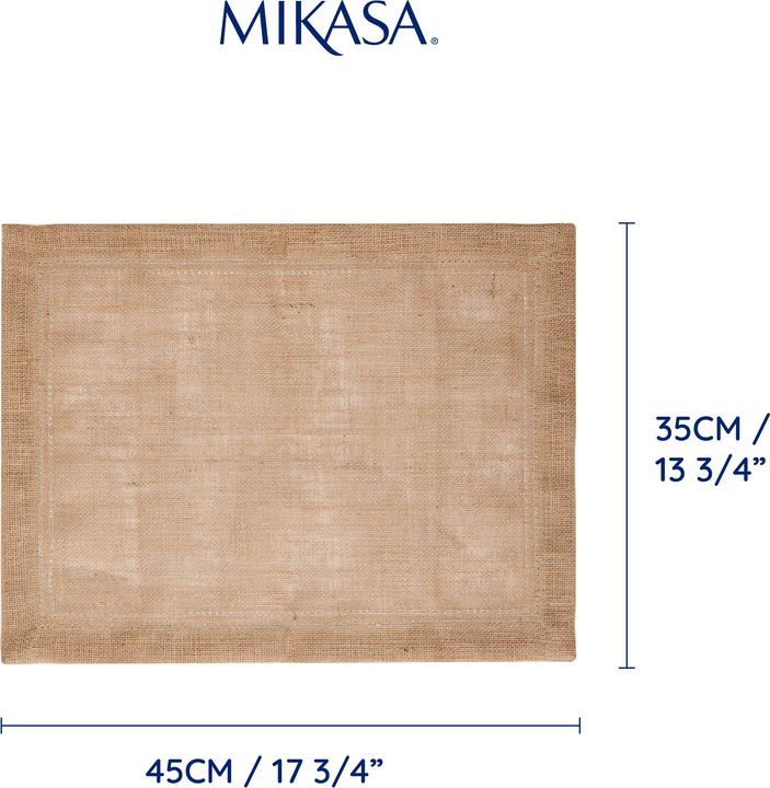 Actual product image Mikasa Rectangle Jute Placemats, Set of 2, Natural, 35 x 45cm (2 pcs., 35 x 45 cm)