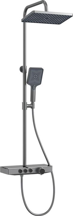 Emke Duschsystem mit Thermostat, Handbrause + Regendusche(3 Strahlstärken) + Unterer Auslass