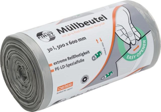 Produktbild Deiss Müllbeutel 30,0 l grau 14 µm, 50 St. (50 x, 30 l)