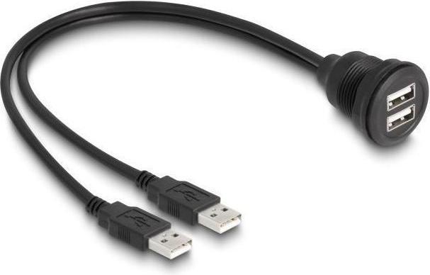 Produktbild Delock USB 2.0 Kabel 2 x USB Typ-A Stecker zu 2 x USB Typ-A Buchse zum Einbau 1 m schwarz (1 m, USB 2.0)