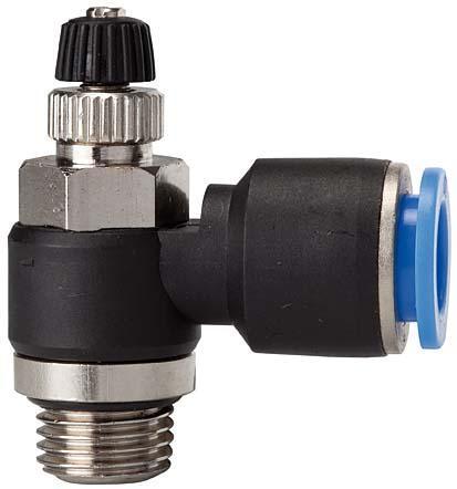 Riegler 109980 Throttle check valve "Blue series", supply air throttle, G 1/8 o.
