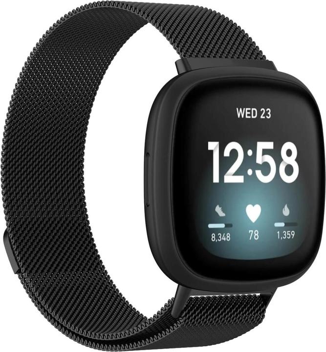 Cover-Discount Fitbit Versa / Sense - Milanese Bracelet black (Stainless steel)