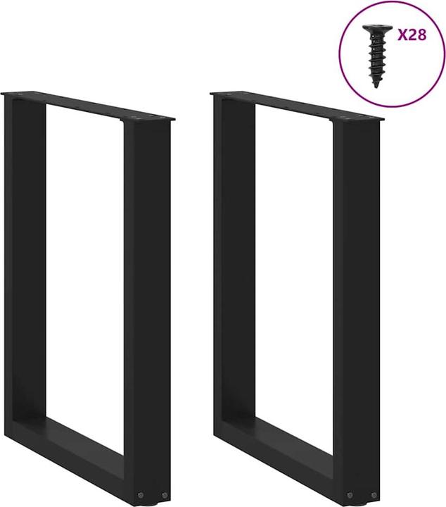 Produktbild VidaXL Couchtischbeine U-Form 2 Stk. Schwarz 70x(72-73) cm Stahl Tischbein