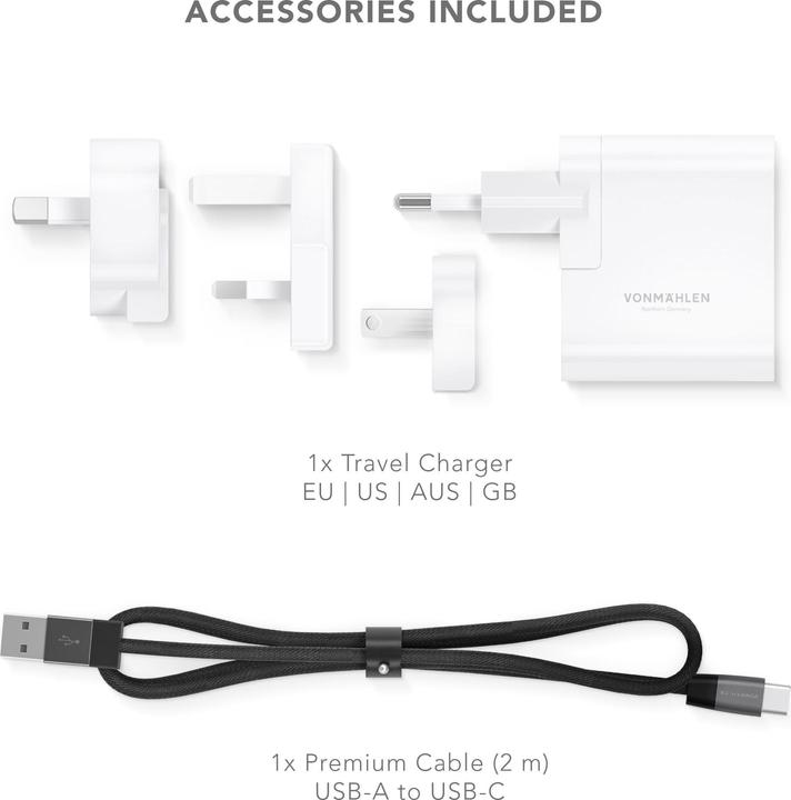 Actual product image Vonmählen Aura - The Wireless Charging Pad (USB-C to USB-A cable included) - Acrylic Glass Black