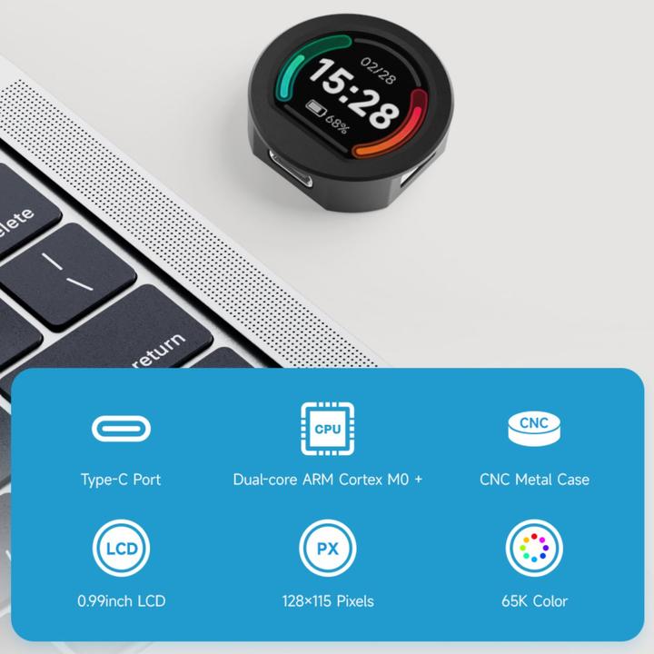 Immagine prodotto WaveShare RP2040 Display LCD rotondo da 0,99 pollici con alloggiamento in alluminio