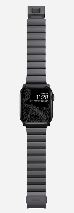 Actual product image Nomad Bracelet Aluminium Apple Watch Gray (21.5 mm, Aluminium, Stainless steel 316, grade N52 magnet)
