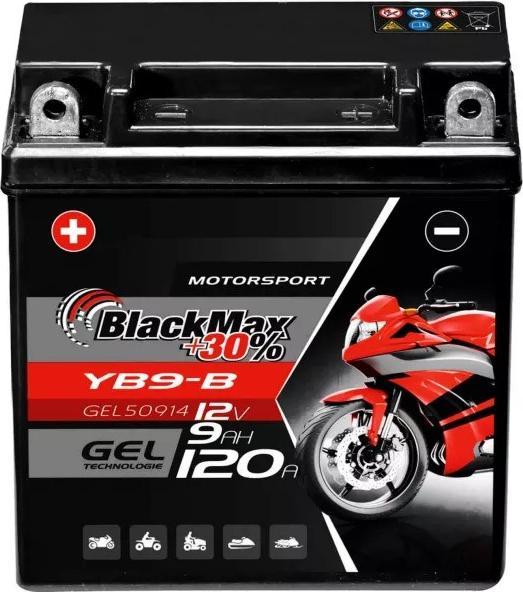 Image du produit BlackMax YB9-B Batterie moto gel (DIN 50914) (12 V, 9 Ah, 120 A)