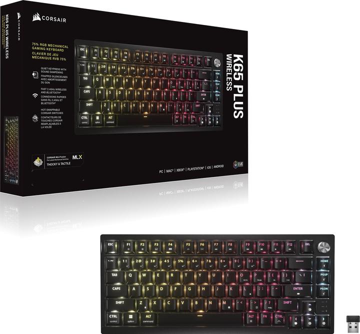 Actual product image Corsair K65 Plus (DE, Wireless, Cable)