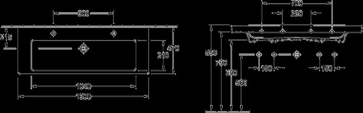 Immagine prodotto Villeroy & Boch Subway 2.0 lavabo doppio 130 cm bianco 7176D201 (470 mm, 1300 mm)