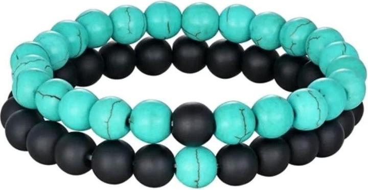 Cbx Elastisches Perlen Armband Howlith (Achat, Onyx, Howlith)