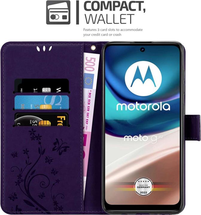 Actual product image Cadorabo Case for Motorola MOTO G42 Flower Book (Motorola Moto G42)