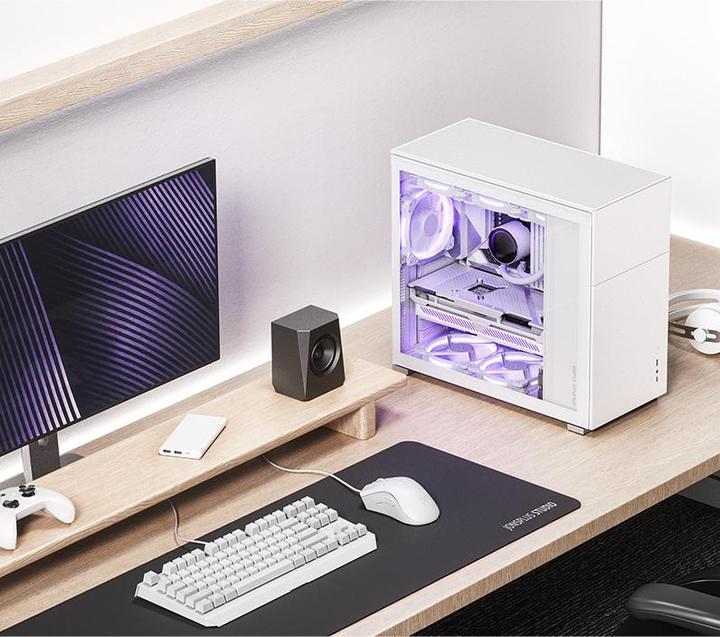 Produktbild Jonsbo D41 ATX Gehäuse, Tempered Glass - weiss (mATX, DTX, Mini-ITX, ATX)
