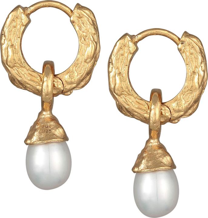 Image du produit Elli PREMIUM Boucles d'oreilles Créoles Perle d'eau douce Organic 925 Argent (Argent sterling 925)