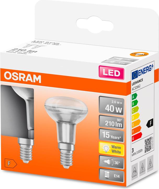 Produktbild Osram Led Star R50 (E14, 2.60 W, 210 lm, 2 x, F)
