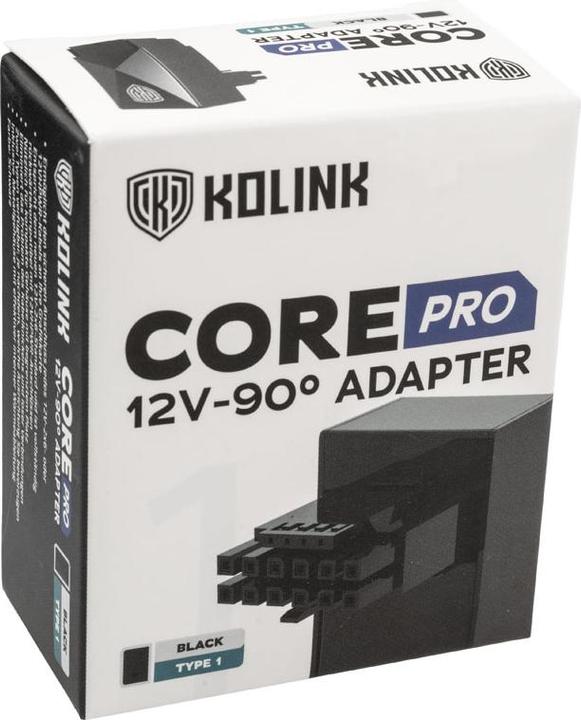 Actual product image Kolink Core Pro 12V-2x6 90 degree adapter - type 1, black