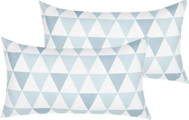 Beliani Gartenkissen Dreiecke blau-weiss 40 x 70 cm 2er Set TRIFOS (40 x 70 cm)