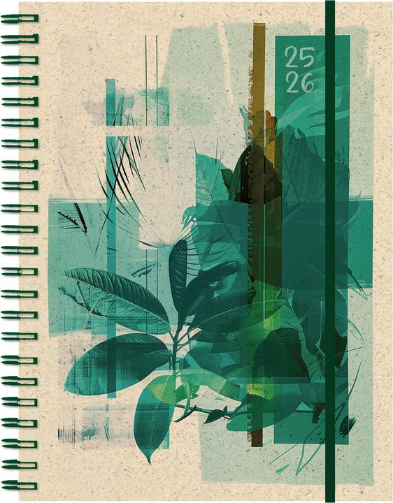 Produktbild Simplex Schüleragenda Graspapier 25/26 500410.26 1W/2S 12M Plants ML 12x16.5cm (12 x 16.5 cm, Deutsch, Französisch, Rätoromanisch, Italienisch)
