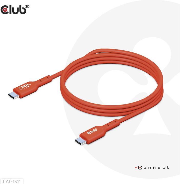 Image du produit Club 3D Club3D Câble USB 2 Type C PD 240W / 480Mb 4m St/St retail (4 m, USB 2.0)