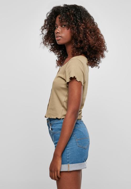 Produktbild Urban Classics Ladies Cropped Button Up Rib Tee - 12114 (5XL)