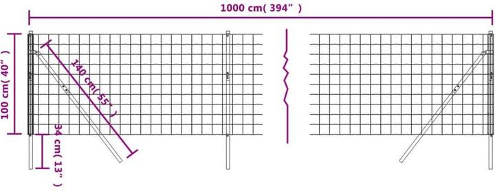 Actual product image VidaXL Maschendrahtzaun Anthrazit 1x10 m Verzinkter Stahl