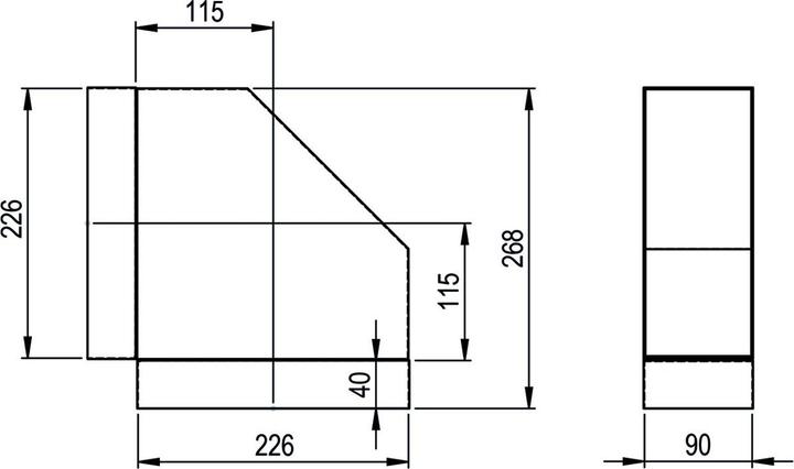 Actual product image Hastrag Bend short 90° for flat duct