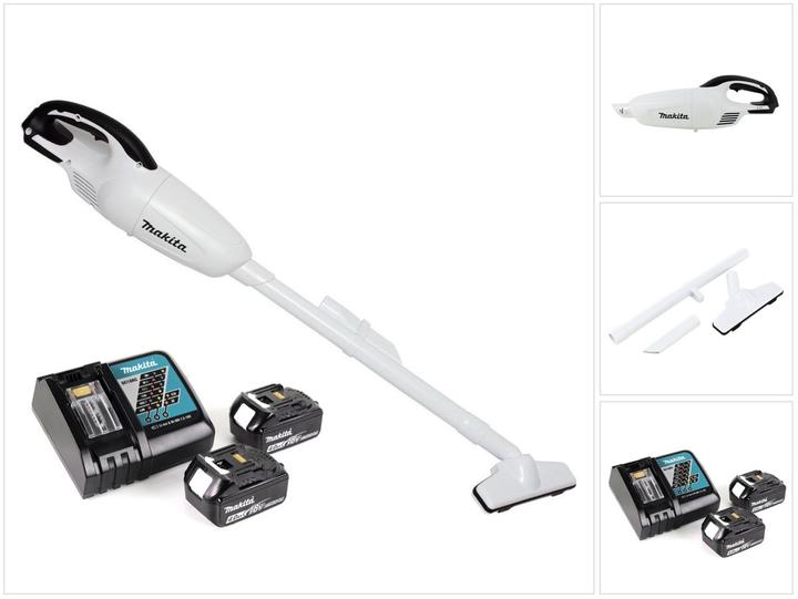 Makita DCL 180 RM W 18 V Li-Ion Akku-Staubsauger Weiss + 2 x 4,0 Ah Akku + Ladegerät