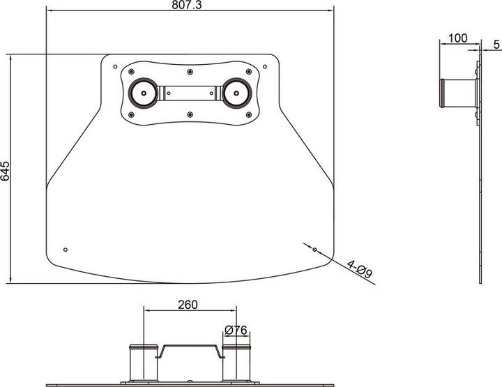 Actual product image Multibrackets Base plate fixed to floor stand, black, metal