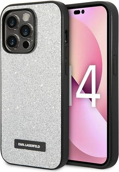 Actual product image Karl Lagerfeld KLHCP14XG2ELS iPhone 14 Pro Max 6,7" hardcase srebrny/silver Glitter Plaque Logo (Apple iPhone 14 Pro Max)