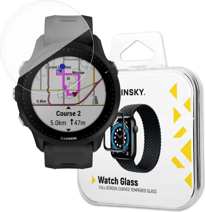Actual product image Wozinsky Full Glue Tempered Glass Tempered Glass For Garmin Forerunner 955 9H Full Screen Full Cover