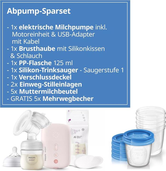Produktbild Philips Avent Milchpumpen Elektrische Milchpumpe SCF395/31 + Gratis