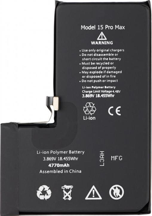 Produktbild Aftermarket Akku für iPhone 15 Pro Max, 4770mAh High Capacity