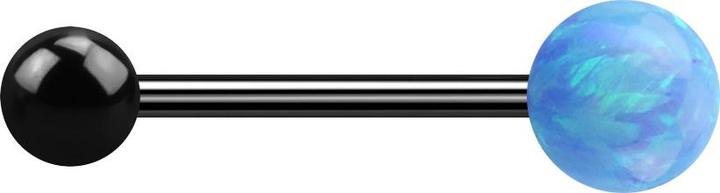 Star Piercing Micro Barbell schwarz mit Kugel und Kugel Opal hellblau (Chirurgenstahl 316L, ohne Messing)