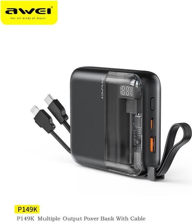 Produktbild Awei Powerbank (10000 mAh, 22.50 W, 37 Wh)