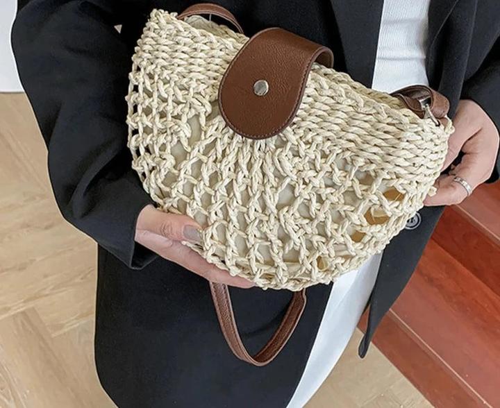 Produktbild Only-Bags.Store Sommer Stroh Ba Mode Halbkreis Taschen Rattan Handmade Messenger Handtasche Travel Beach Bags Tote