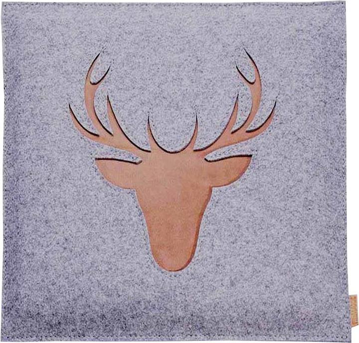 Actual product image Filzmaxx Wool felt deer Johann with leather (42 x 42 cm)