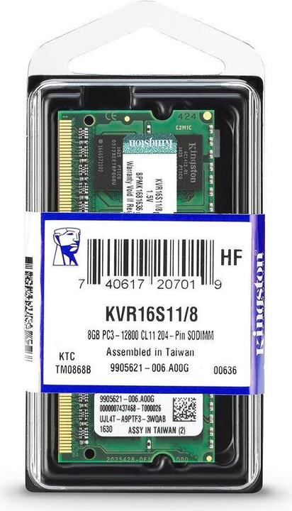 Produktbild Kingston ValueRAM (1 x 8GB, 1600 MHz, DDR3-RAM, SO-DIMM)