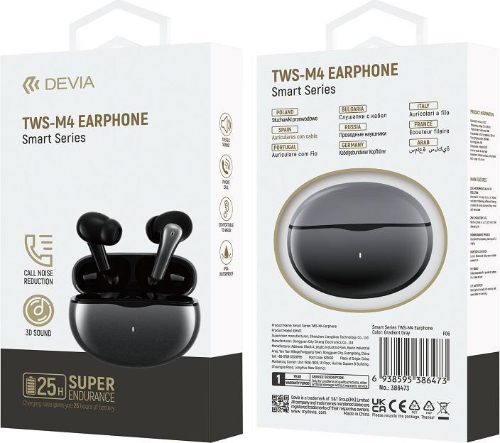 Image du produit Devia Écouteurs Bluetooth TWS Smart M4 bleu (5 h, Sans fil)
