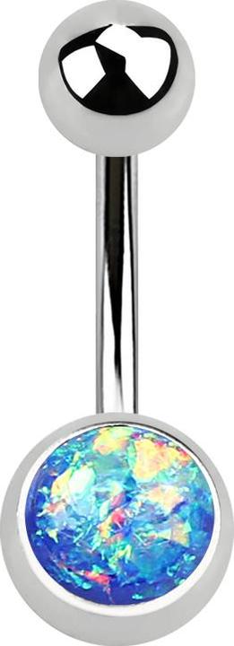 Star Piercing Banane silber mit Opal Glitter blau (Chirurgenstahl 316L, ohne Messing)