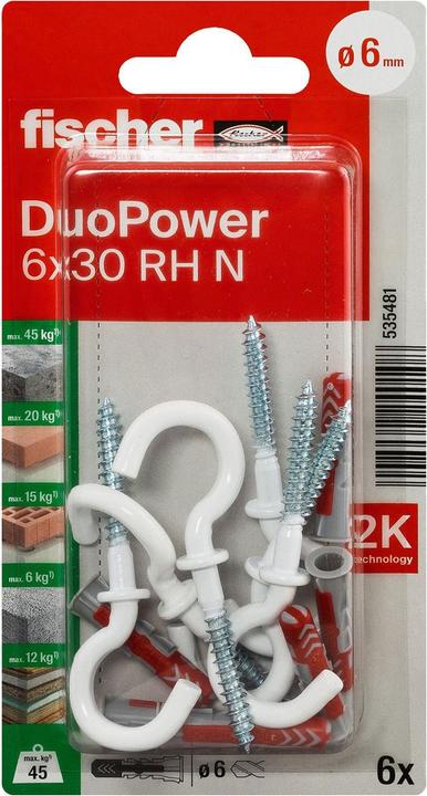 Produktbild Fischer SB Nylondübel Duopower mit Rundhaken (6 Stk.)