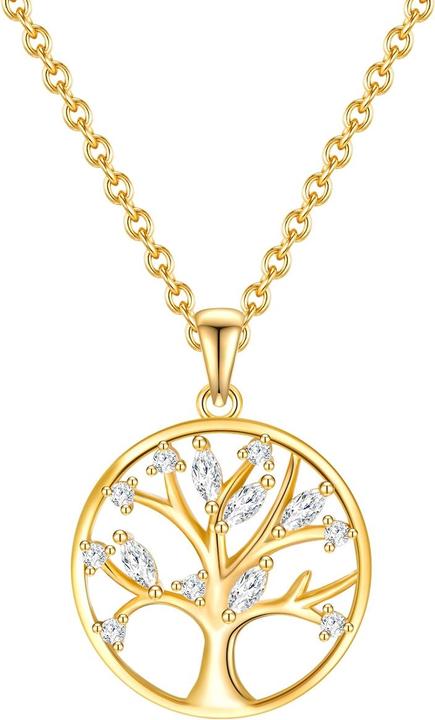 Actual product image Rafaela Donata Ladies Tree of Life Sterling Silver Cubic Zirconia Yellow Gold 40.0 cm Base Chain + 5.0 cm (Sterling Silver, 40 - 45 cm)