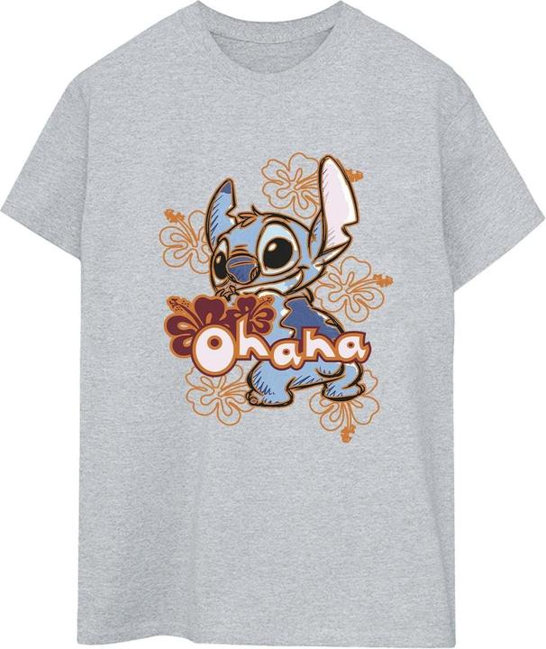 Disney Lilo And Stitch Ohana Orange Hibiscus TShirt (L)