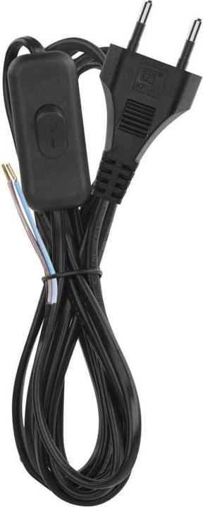 Produktbild Emos Netzkabel PVC 2x 0,75mm2, Schalter, 3m, schwarz (3 m)