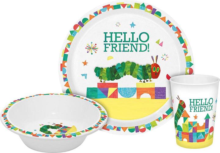 Geda Labels Kindergeschirr 'Raupe Nimmersatt - Hello Friend' 3-teilig