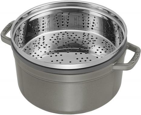 Produktbild Staub Cocotte mit Dämpfeinsatz (26 cm, Bräter + Schmortopf, Gusseisen, Emaille, Edelstahl)